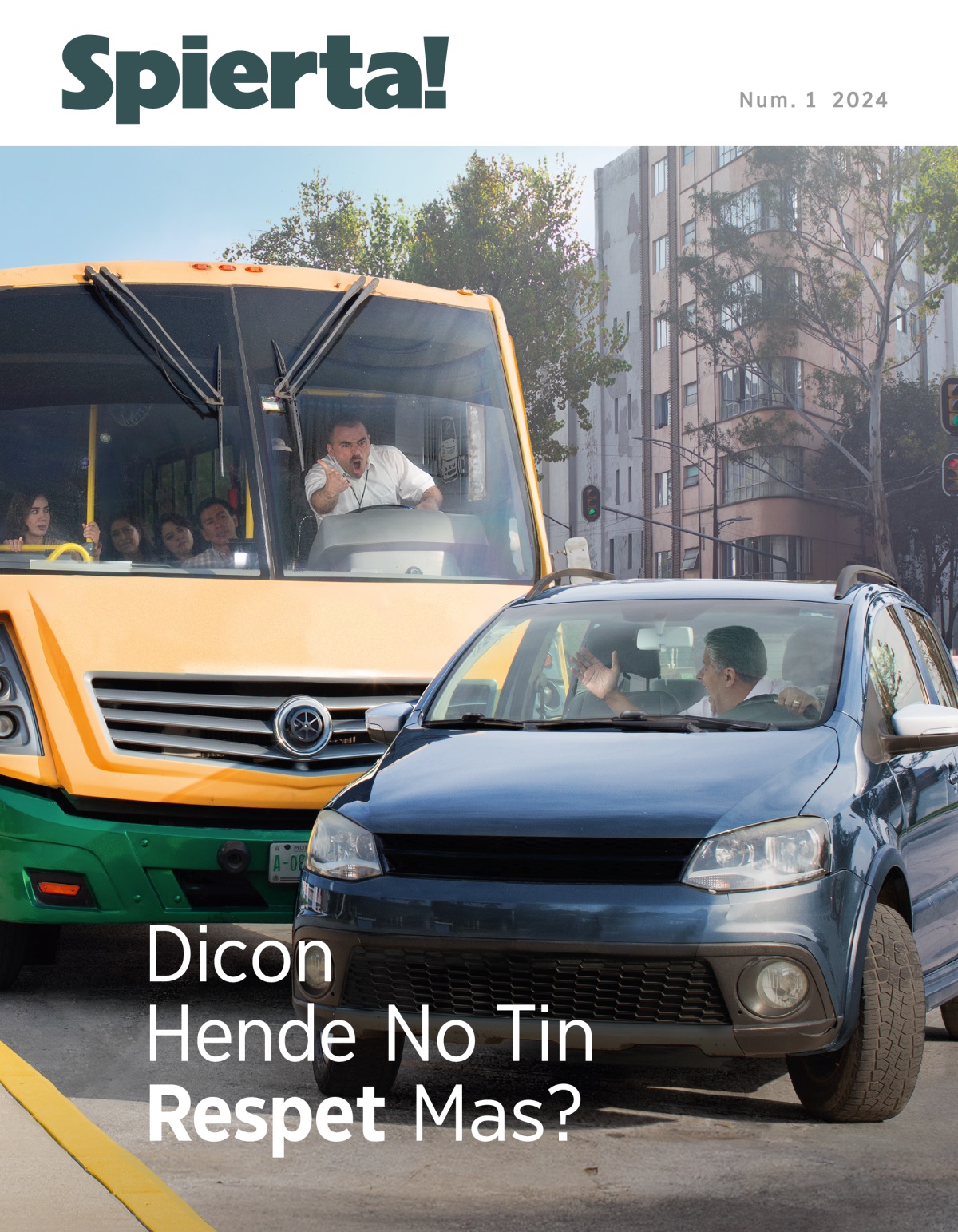 Un chauffeur di bus rabia ta grita un homber cu a core pasa su dilanti cu auto.