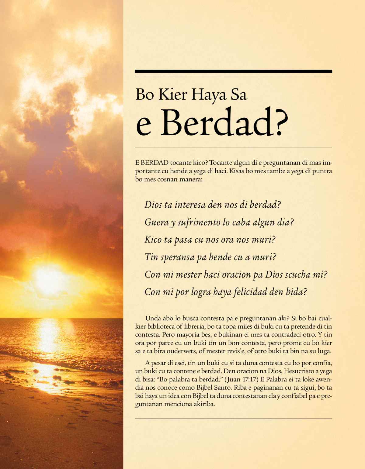 Portada di e tratado Bo Kier Haya Sa e Berdad?