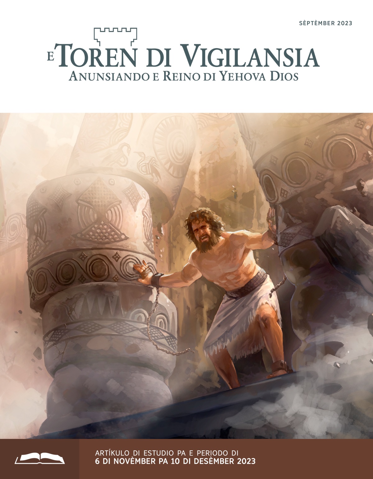 Ku tur Sámsòn su forsa, e ta pusha dos pilá segun ku e edifisio ta basha den otro.