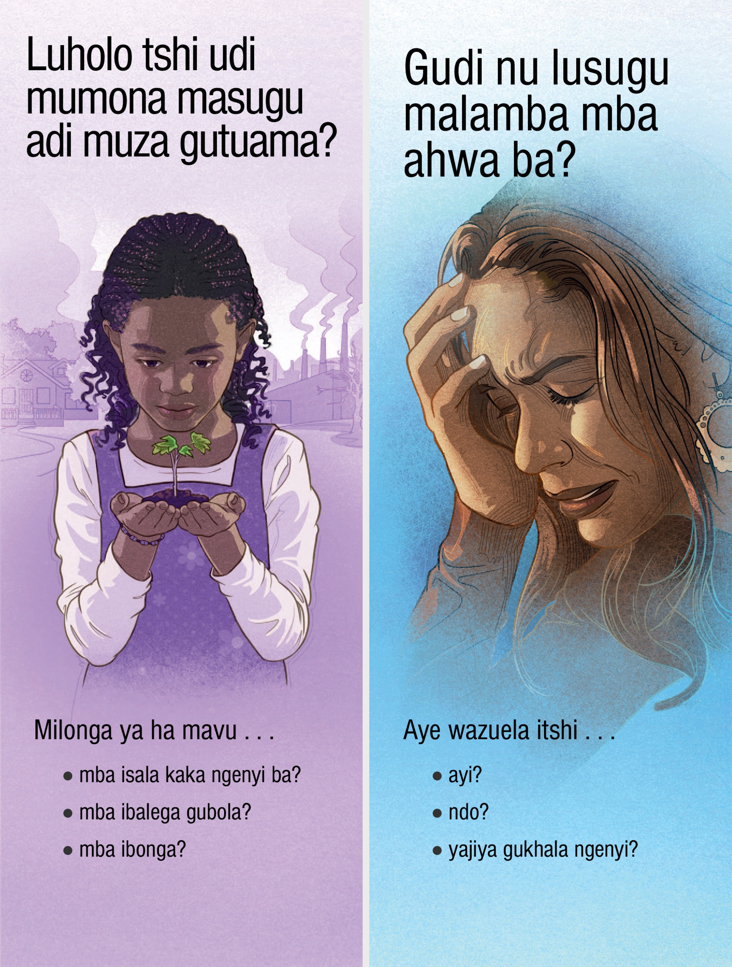 Trakte “Luholo tshi udi mumona masugu adi muza gutuama?” nu “Gudi nu lusugu malamba mba ahwa ba?”