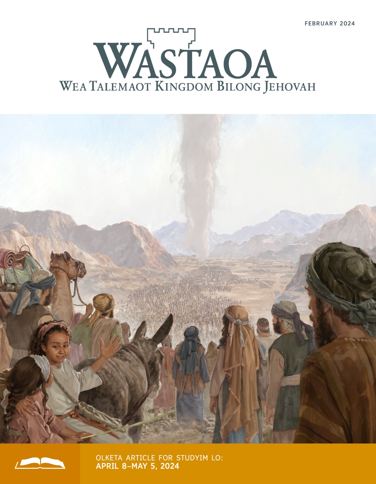 Bigfala grup blo olketa Israelite man, woman, and olketa pikinini followim datfala cloud lo wilderness.
