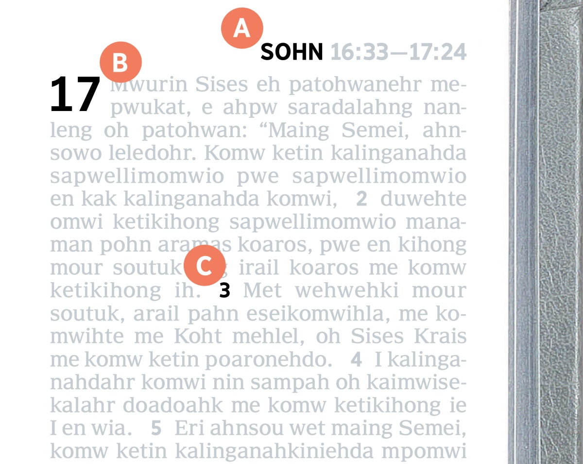 Ire kan me kasalehda mesen nting A, B, oh C nan ehu pali nan Paipel.