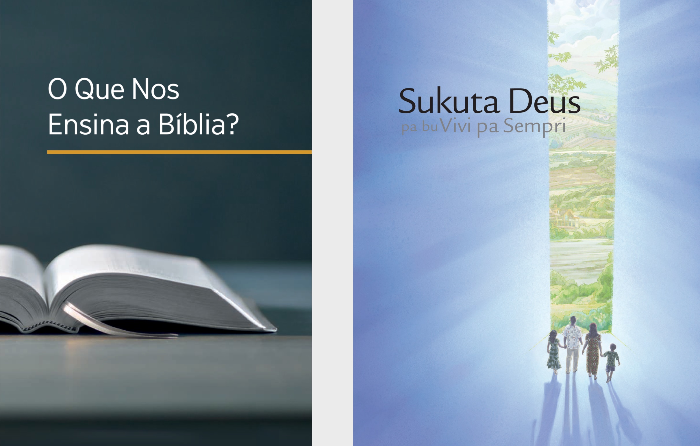 Livru ‘O Que Nos Ensina a Bíblia?’ ku broŝura ‘Bon Noba ku Bin di Deus!’