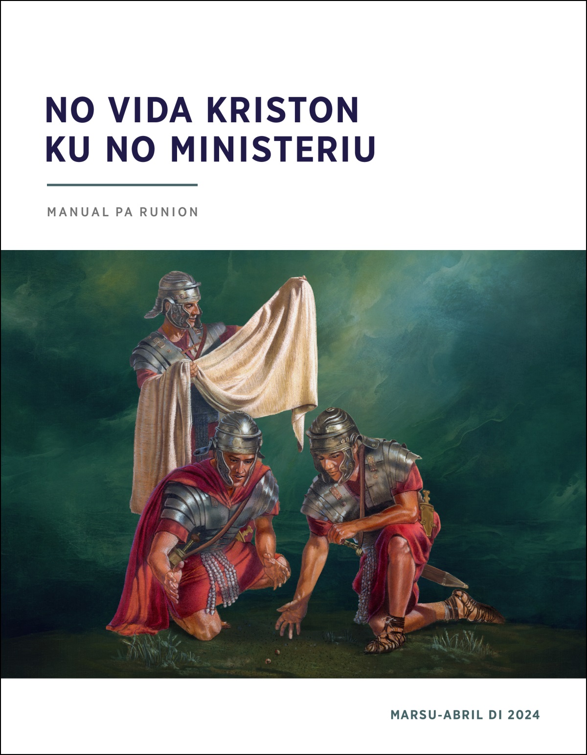 Un soldadu Romanu sta na jubi ropa di Jesus nkuantu ki utrus dus sta na juga sorti nel.
