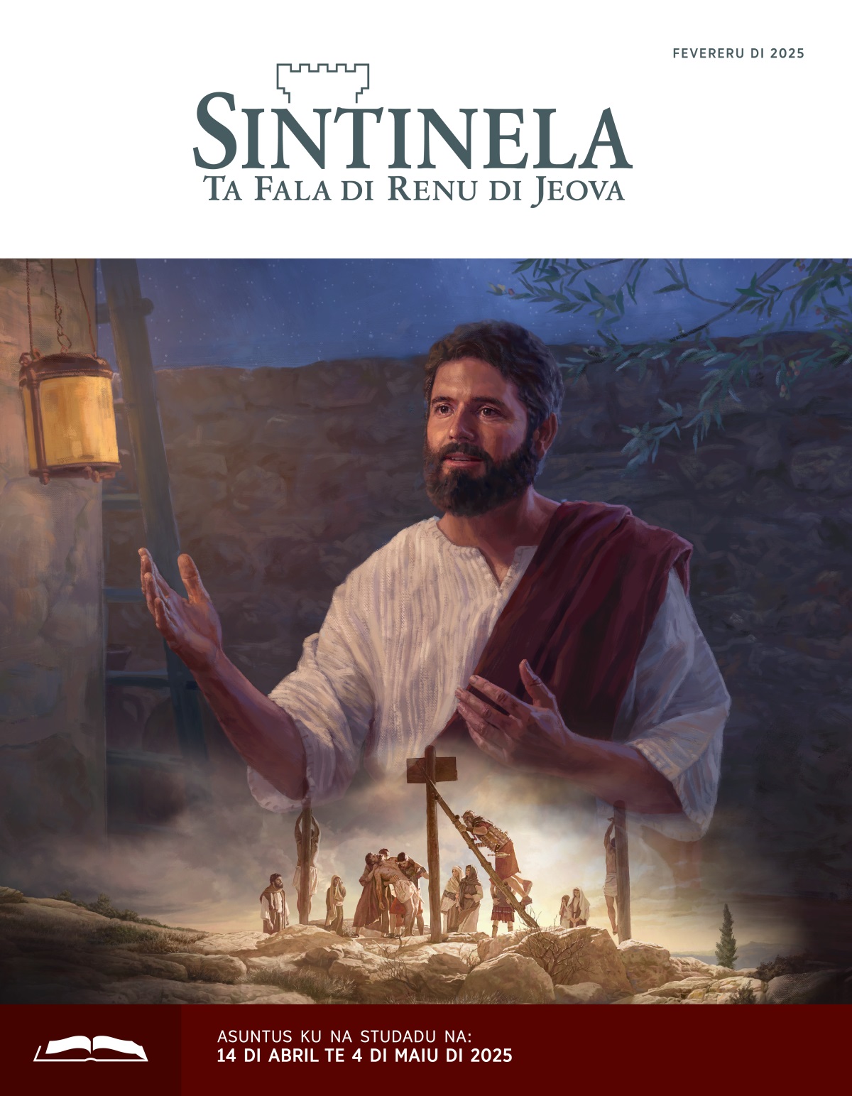 Diseñus: 1. Jesus sta na papia di noti. 2. Kadaver di Jesus tiradu di staka di turtura pa tropas romanu.