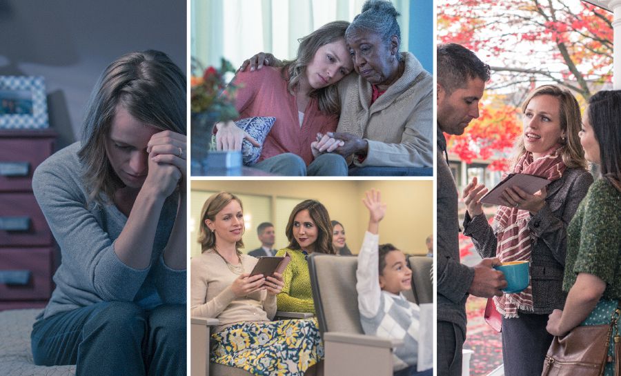 A grieving sister receives comfort and support from another sister, by attending meetings, and by sharing in the field ministry