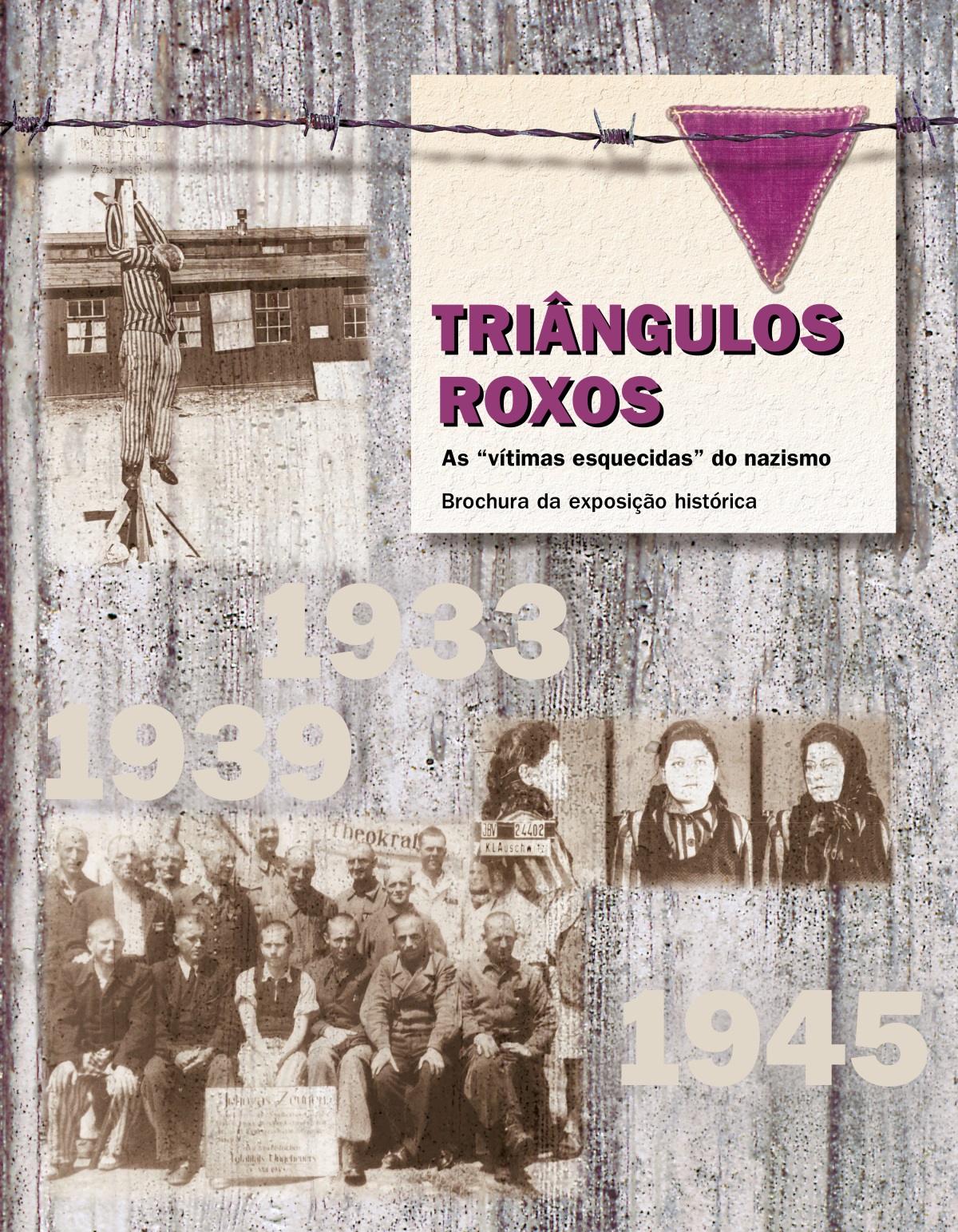 Um uniforme com listras azuis e um triângulo roxo.