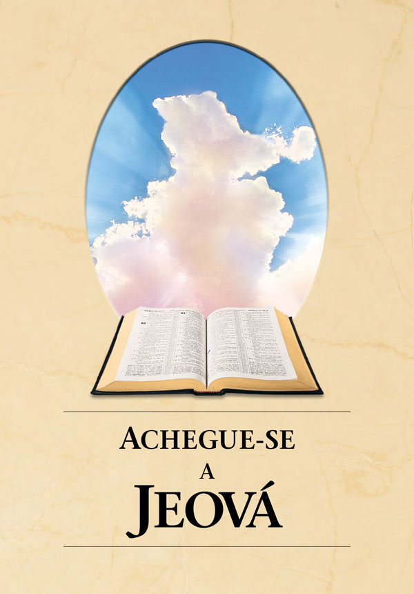 O livro “Achegue-se a Jeová”. Uma Bíblia aberta e a luz do sol brilhando através das nuvens.
