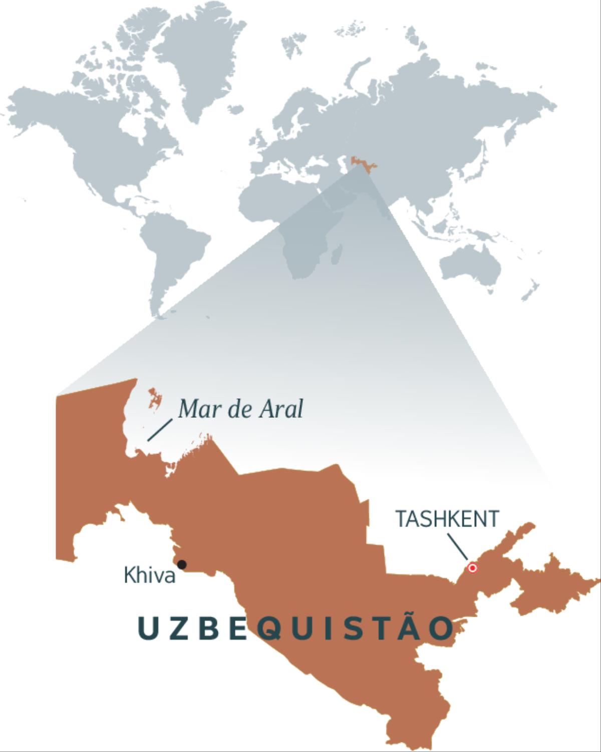 Mapa do Uzbequistão