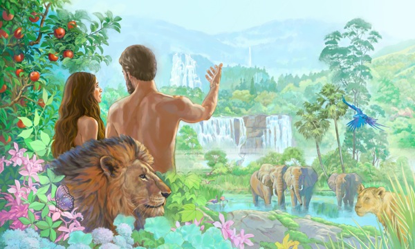 Adão e Eva no jardim do Éden