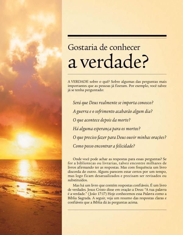 Capa do folheto Gostaria de conhecer a verdade?