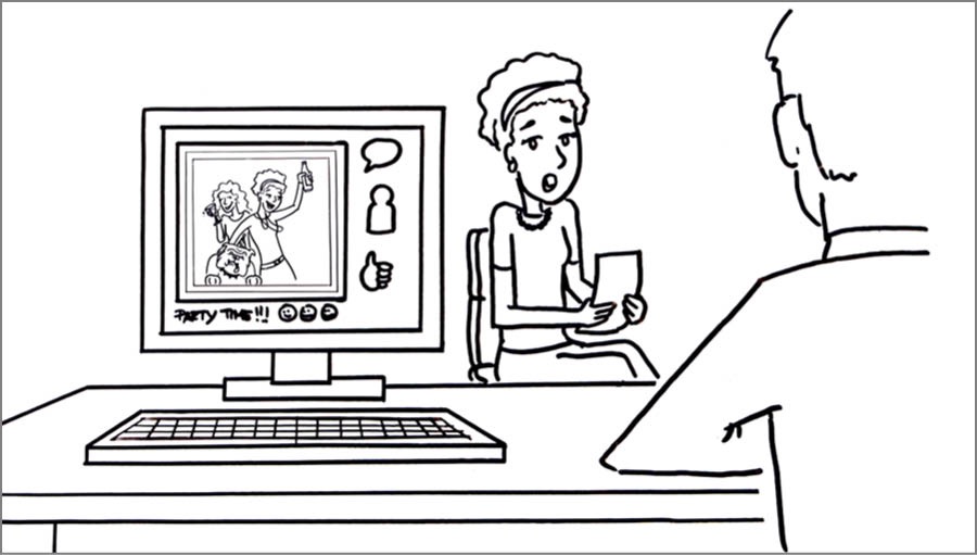 Um empregador vê uma postagem imprópria em uma rede social