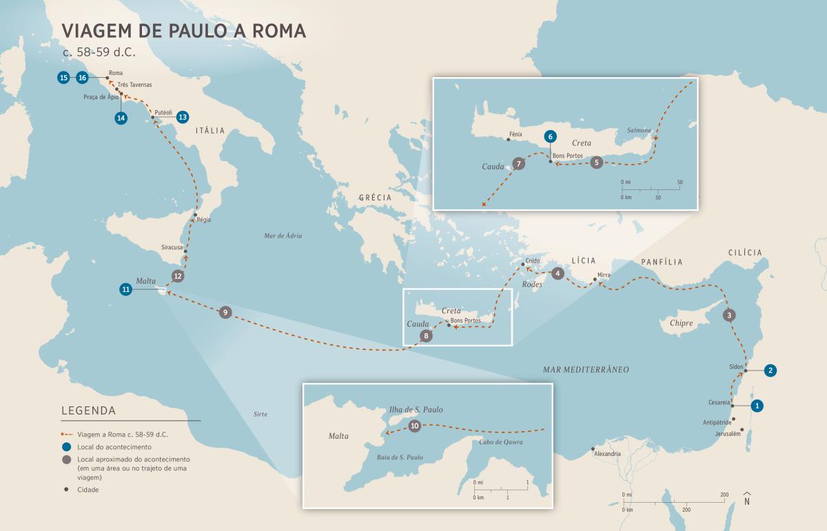 Viagem de Paulo a Roma e sua primeira prisão ali (At 27:1–28:31)