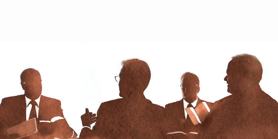 Desenho de reunião de uma das comissões do Corpo Governante