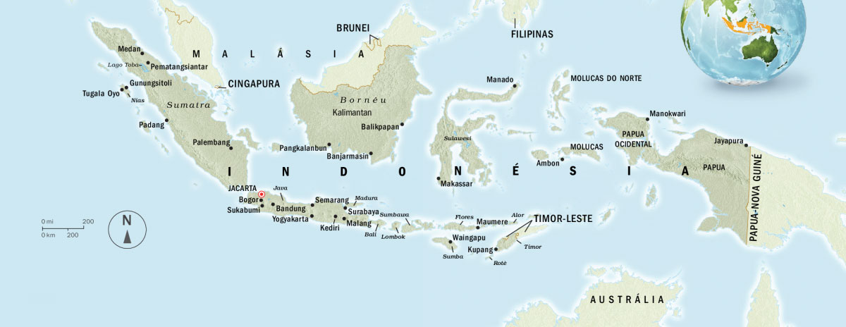 Um mapa da Indonésia