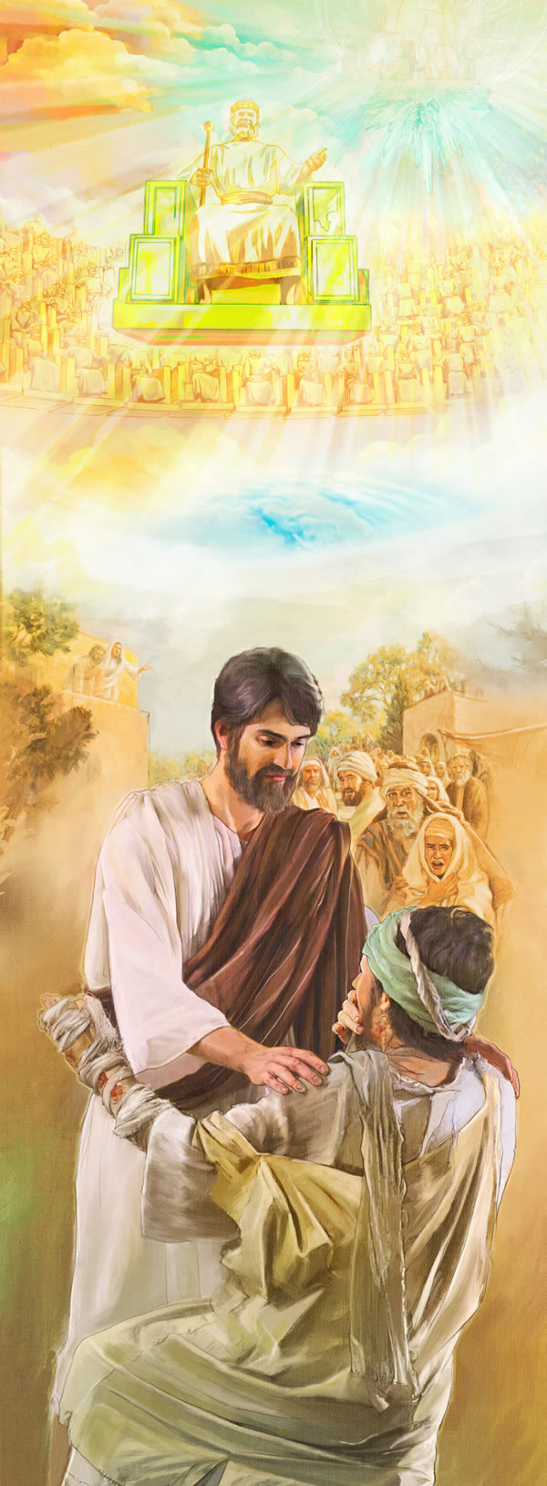 1. El Reino de Dios en el cielo; 2. Jesús curando a un leproso