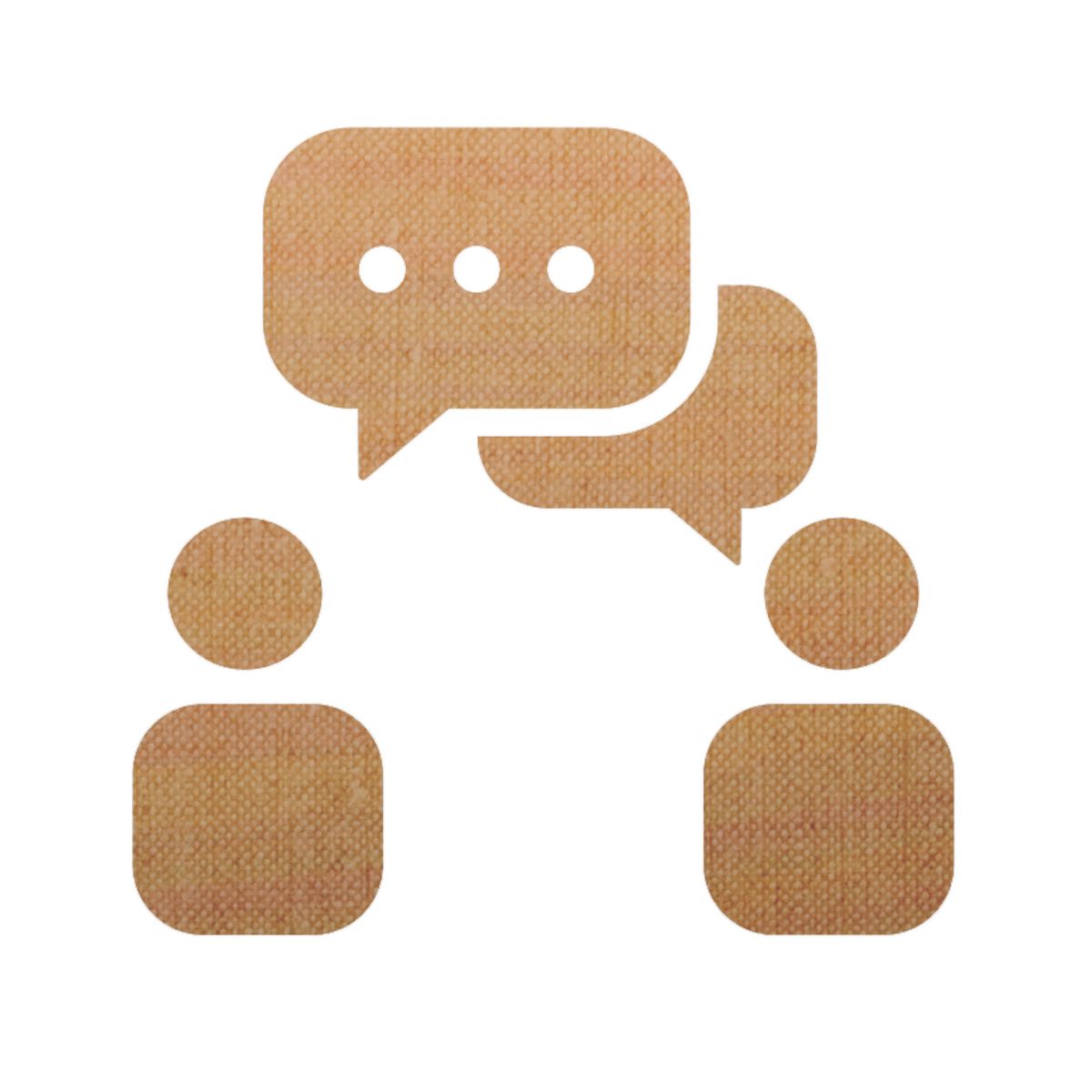 Un dibujo de dos personas hablando.