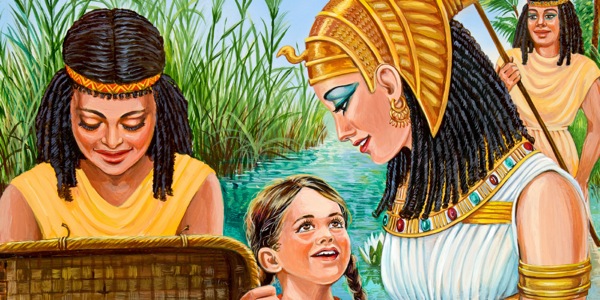 La hermana de Moisés, Míriam, hablando con la hija de Faraón