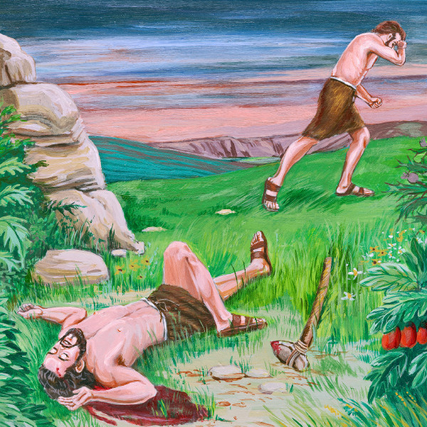 Caín mata a Abel y huye
