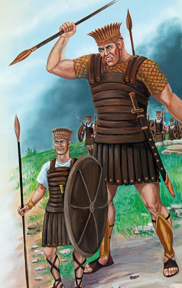 Goliat y los soldados filisteos
