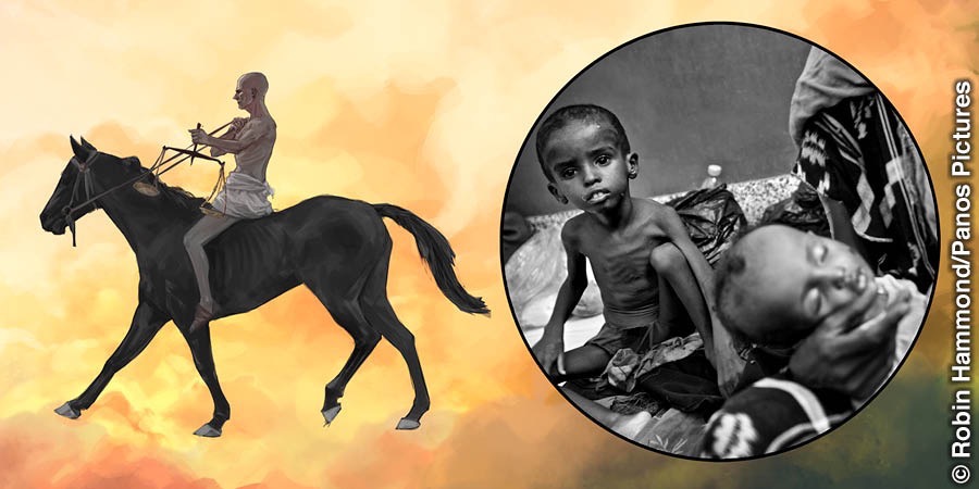 El jinete en el caballo negro simboliza el hambre