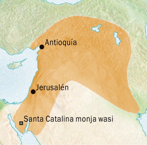 Jerusalenmanta, Antioquiamanta uj mapa. Chay lugarespeqa Siríaco qalluta parlaj kanku