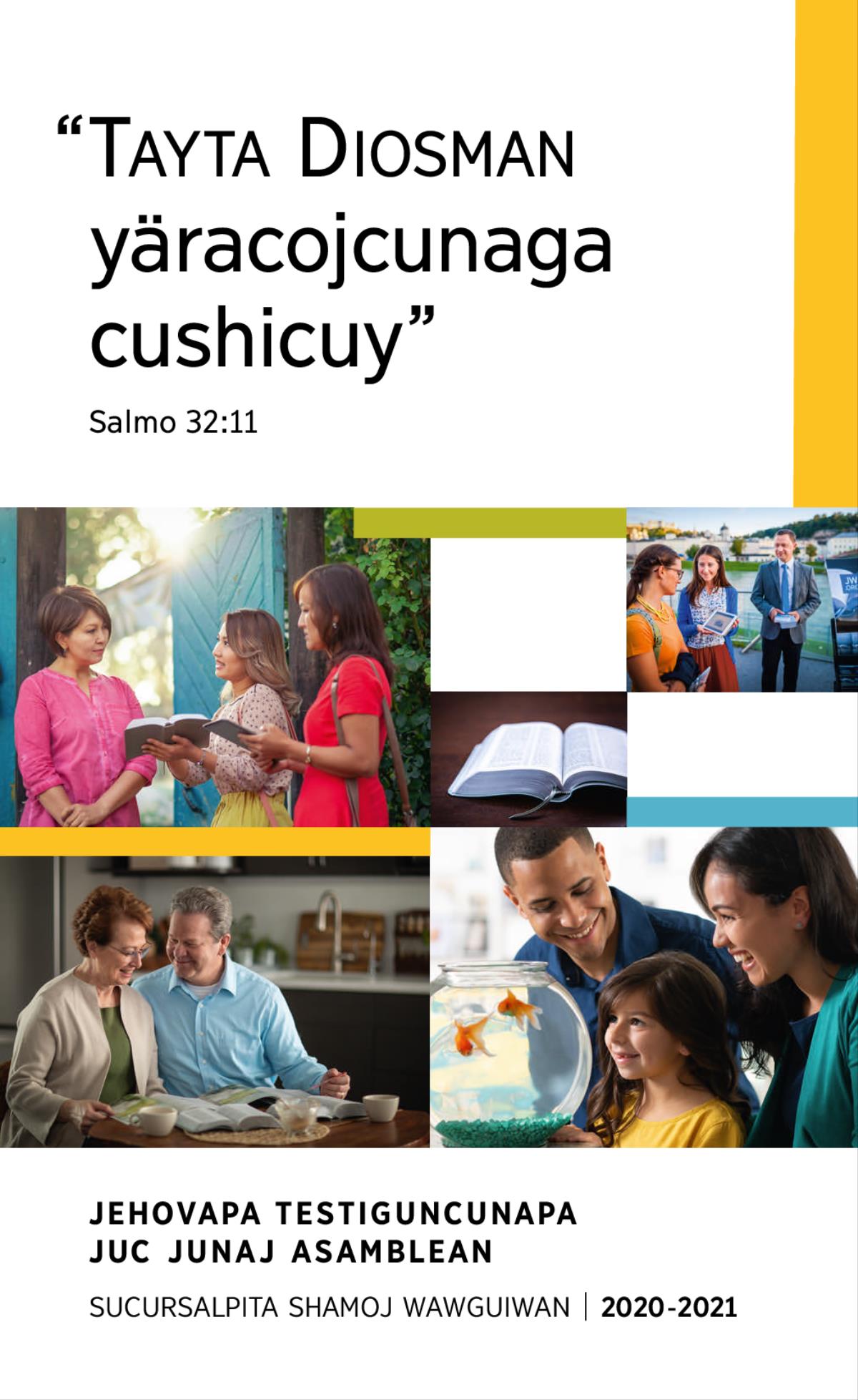Gatinalanpa fotucuna: 1. Cuyaylapaj pescaducunata juc familia ricaraycan. 2. Ishcay testigucuna Bibliapa juc versiculunta tantiachircaycan wasiyoj warmita. 3. Juc matrimonio Bibliapita yachacuycan publicaciuncunawan. 4. Biblia quicharaycan. 5. Juc matrimonio Bibliapita juc videuta ricaycächin juc warmita.