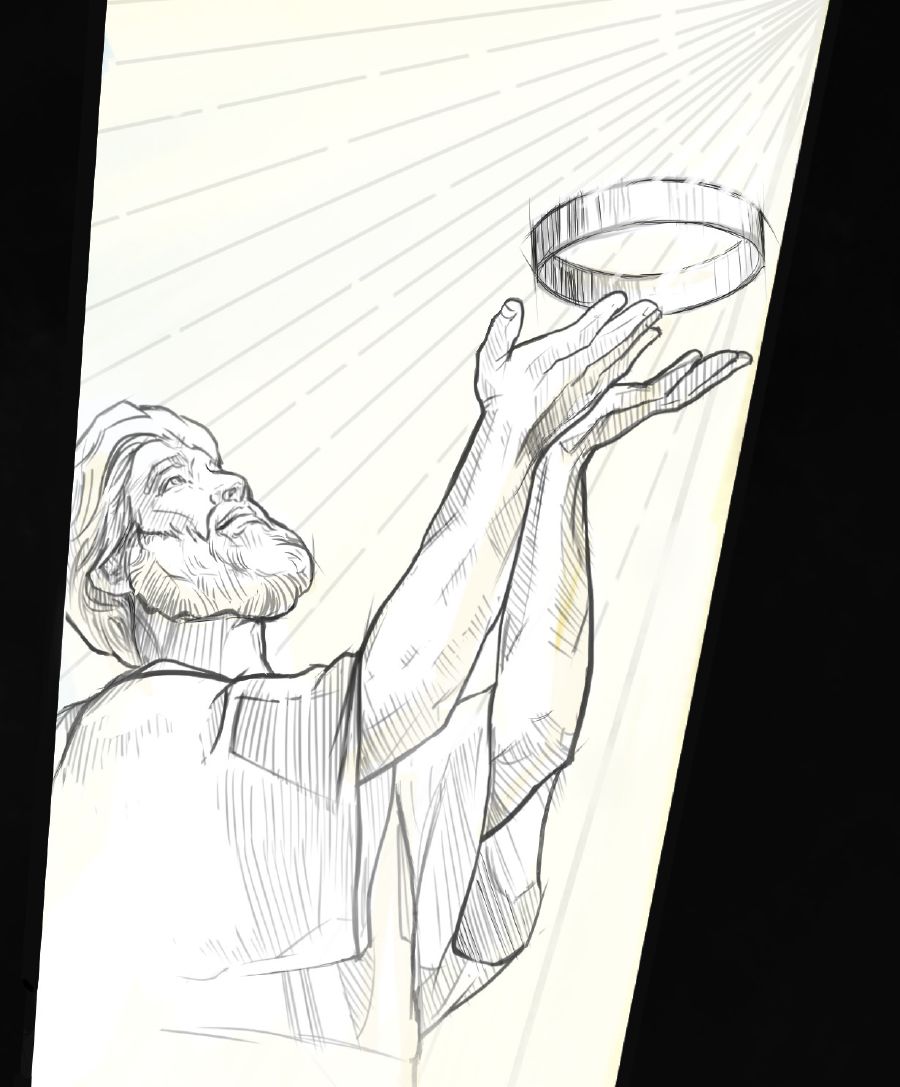 Jesús entregándole su corona a Jehová.