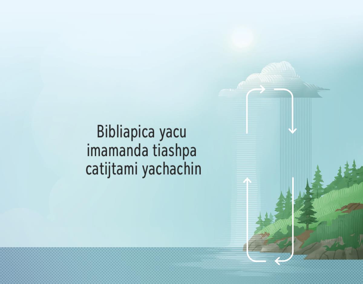Bibliapica yacu imamanda tiashpa catijtami yachachin. Cai dibujopica yacu cunuyashpa jahuaman rishpa cai alpaman cutin tamiamujtami ricupanchi.