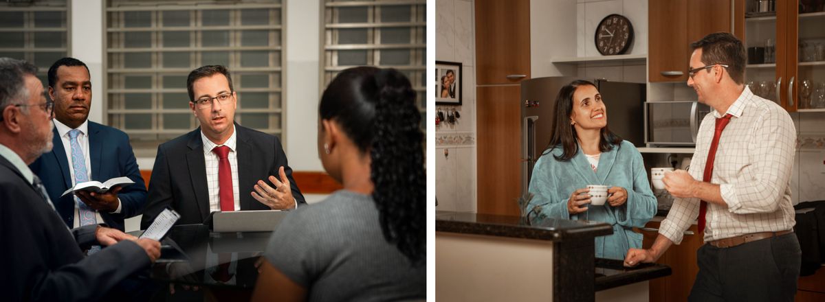 Huaquin fotocuna: 1. Quimsa ancianocunaca shuj paniguhuanmi tandanajushca can. 2. Jipamanga ña huasipi cashpami shuj ancianoca té yacuguta ufiashpandi paipa huarmiguhuan parlajun.