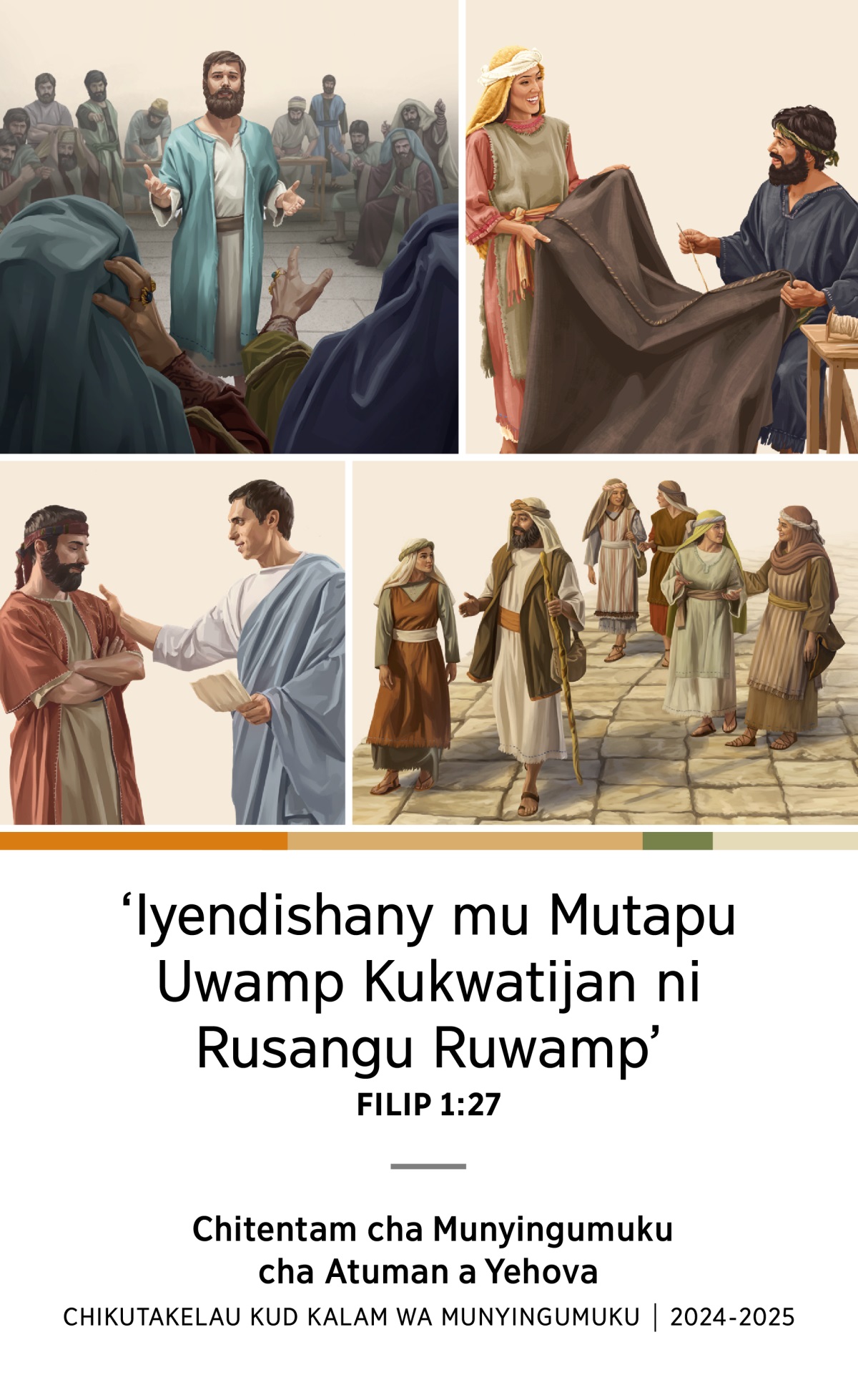Tuyipich: 1. Stefan ukat kulondin ritiy rend kurutu kwa in Sanedrin. 2. Akila ni Priska akat kuchim mwinkand pamwing. 3. Filip, mukajend, ni anau amband anying ad mwi njil akat kuya. 4. Titus wambambin ni mukurump umwing.