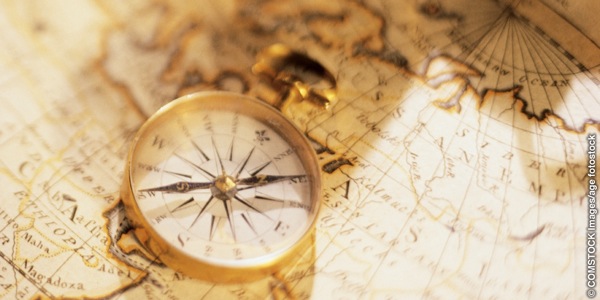 A compass and a map