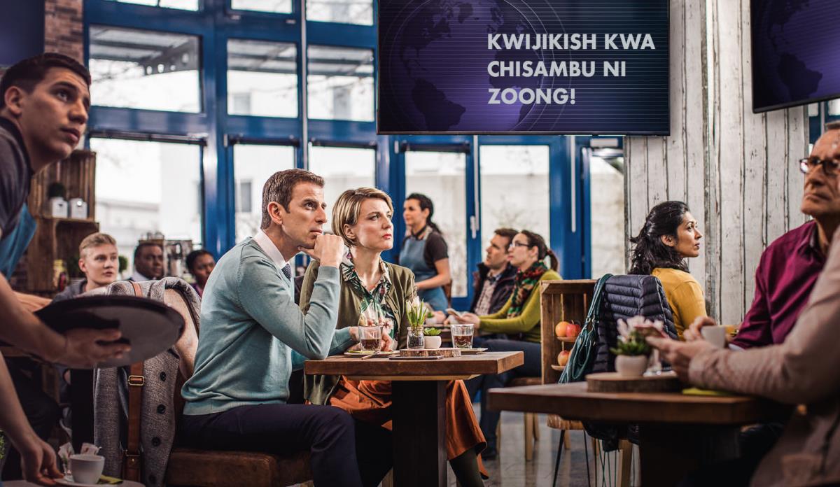 Antu adia mu restoran akashimuk kal chisu “Chapalangeshau kal Nsangu” ku televizion piur pa kwijikish kwa “chisambu ni [zoong].” Ambay a uruu Atuman ipimishina mu restoran winou, kayipumbwilap kusutil rusangu riner
