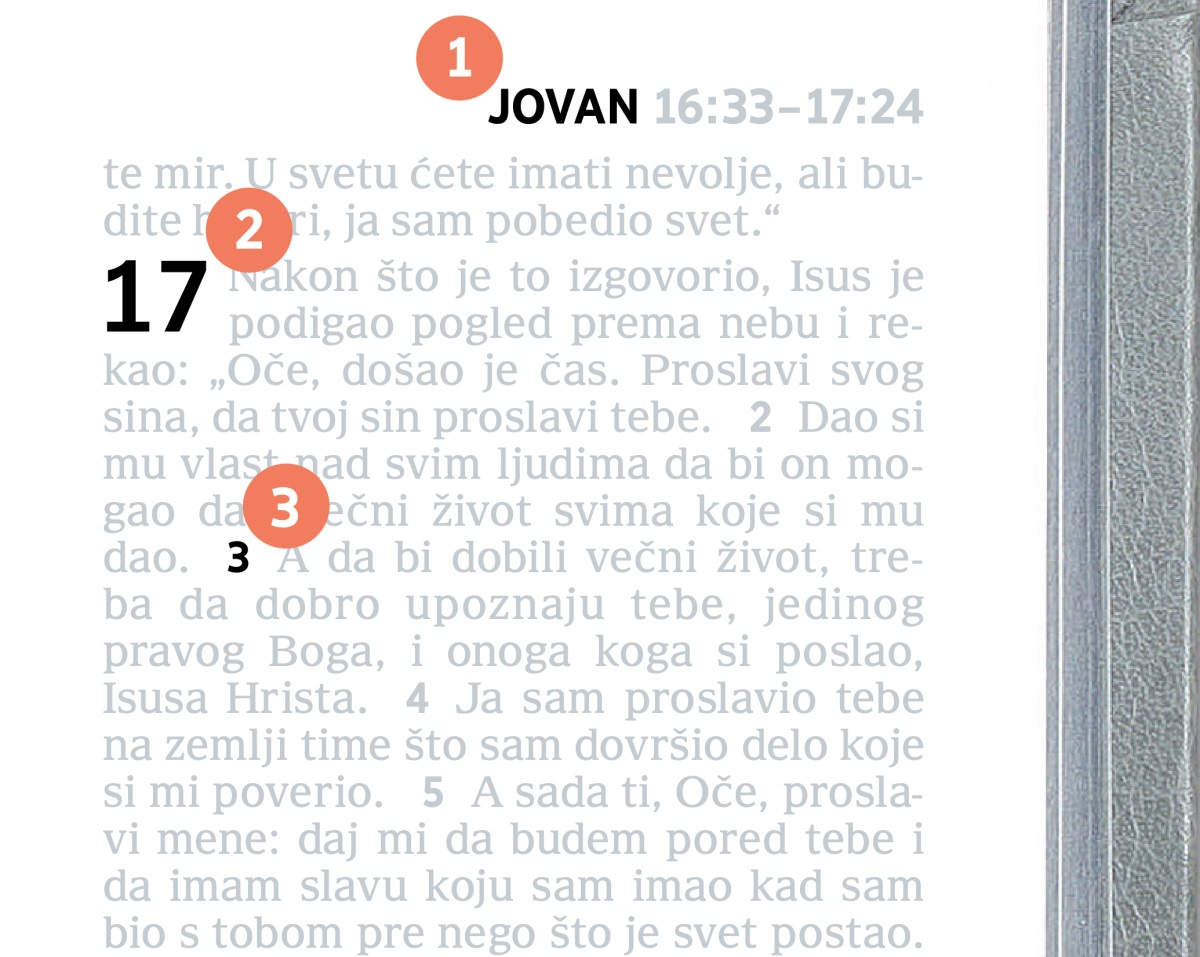 Sljika nje arată unđe sînt 1, 2 š 3 pje o parće în Biblijă.