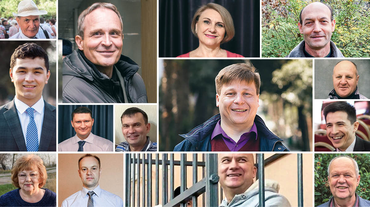 Братья и сёстры, которые были или всё ещё находятся в тюрьме за свою веру, радостно улыбаются.