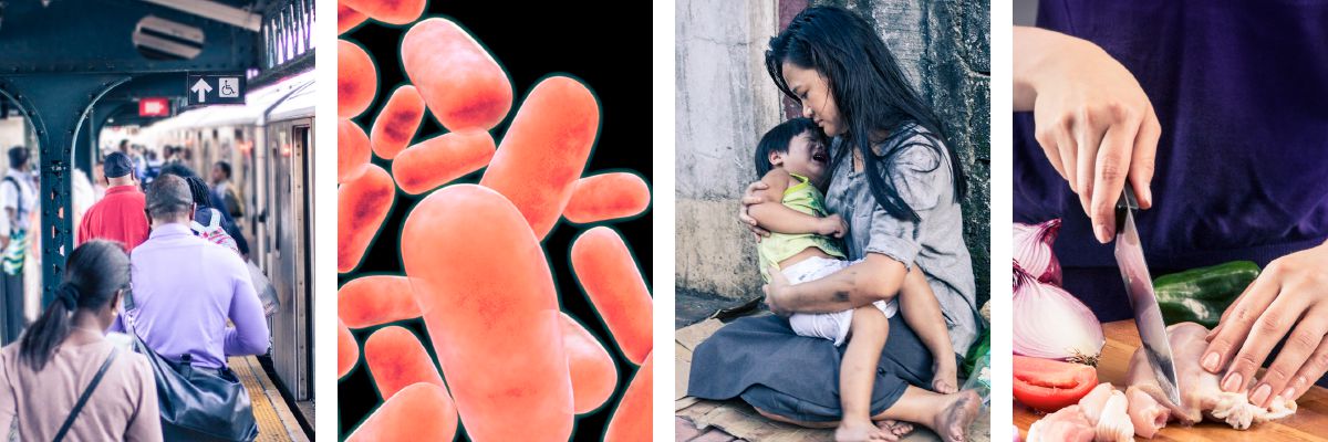 Ibintu bishobora gutera indwara, harimwo ingendo, utunyabuzima tunzwinya, ubukene n’imfungurwa zidateguwe neza