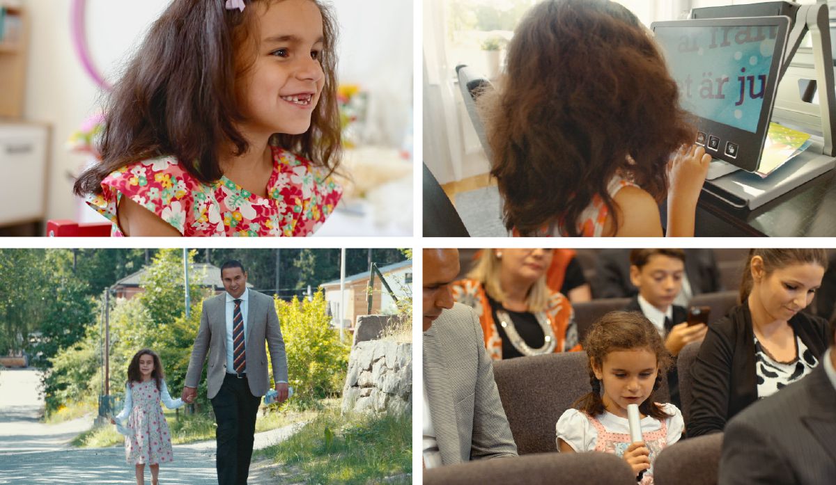 Talita ariko aravuga icizigiro afise, ariko arasoma akoresheje ordinateri, ariko arishura kw’ikoraniro, ari kumwe na se mu ndimiro