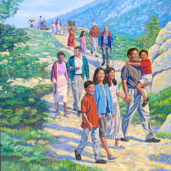People of many races, ages, and circumstances following the way of true worship