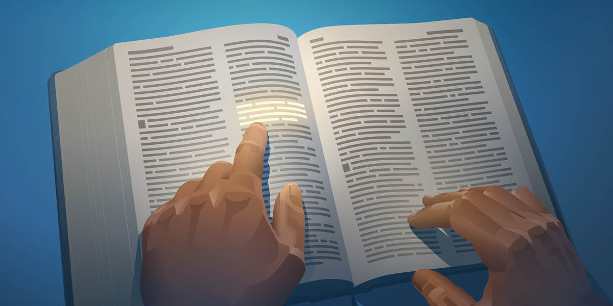 Someone reading the Bible verse that is often called the Golden Rule.
