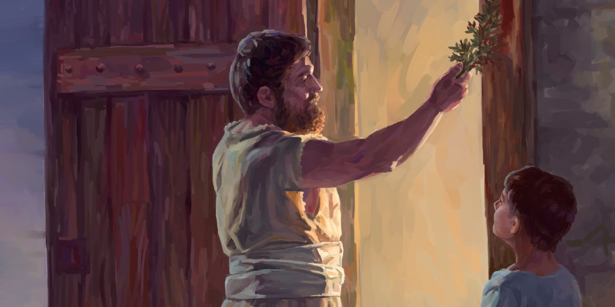 An Israelite man puts blood on his doorway