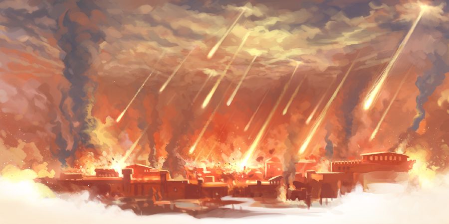 Fire and sulfur rain down on Sodom and Gomorrah