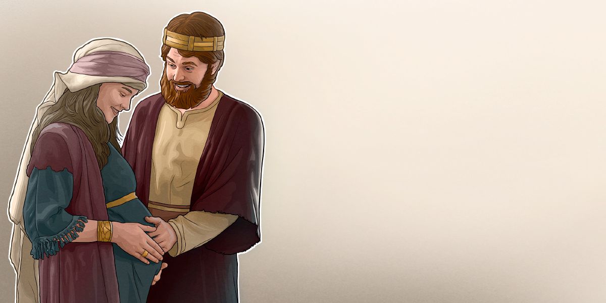 A pregnant woman and her husband in Bible times