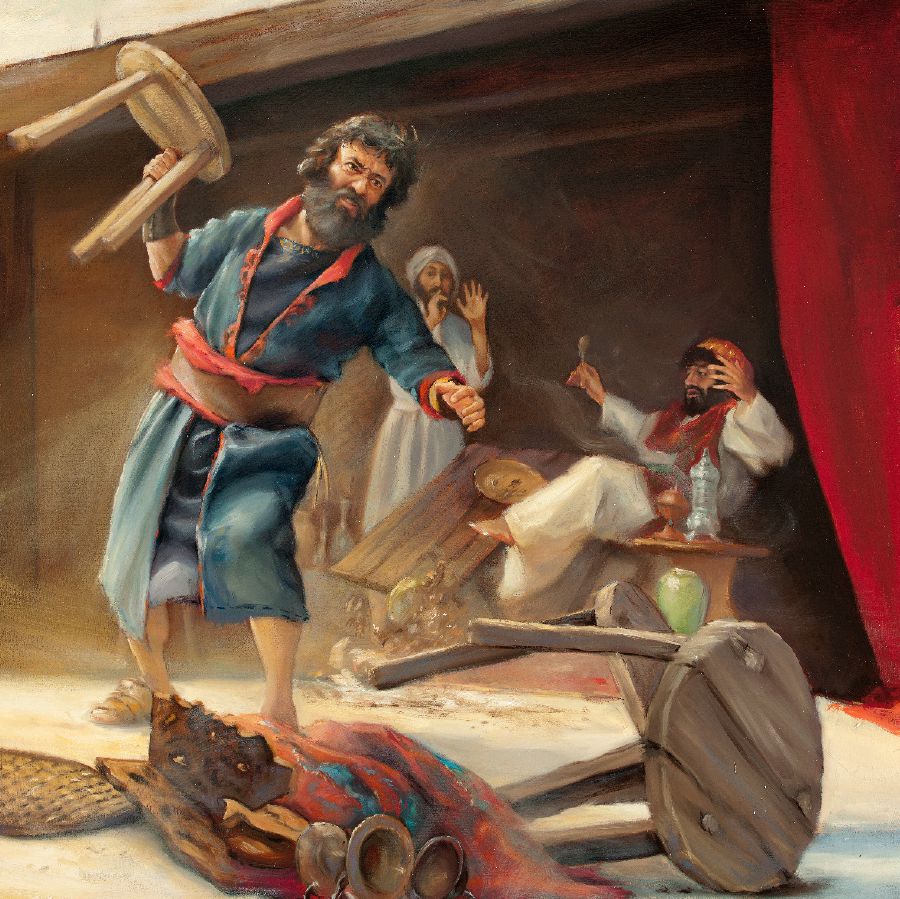 Nehemiah throws Tobiah’s furniture out of a temple dining hall