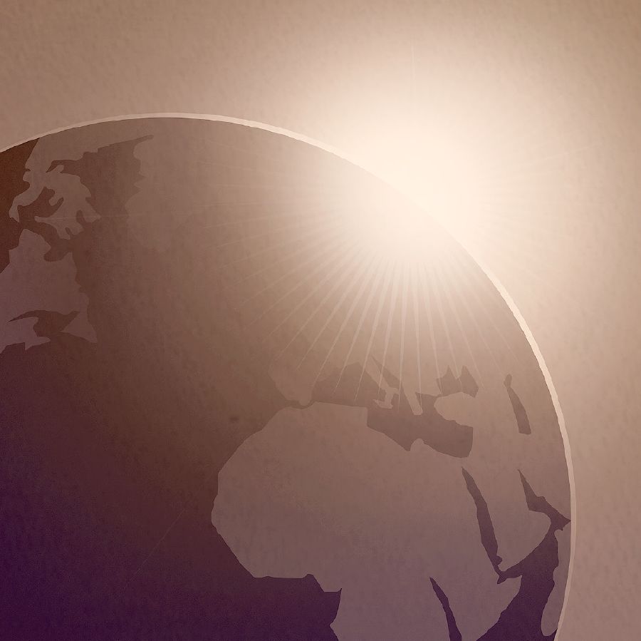 The sun shines on the earth