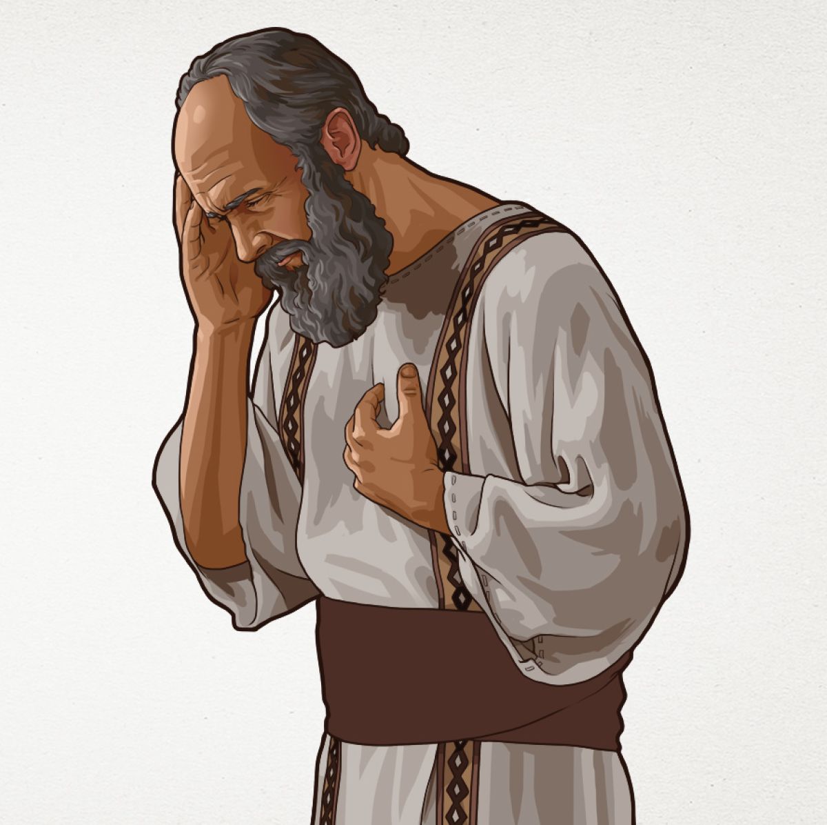 The apostle Paul holds his head