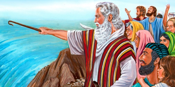 Moses parting the Red Sea by the power of God