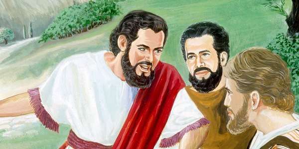 On the Mount of Olives, Jesus speaks to some of his apostles
