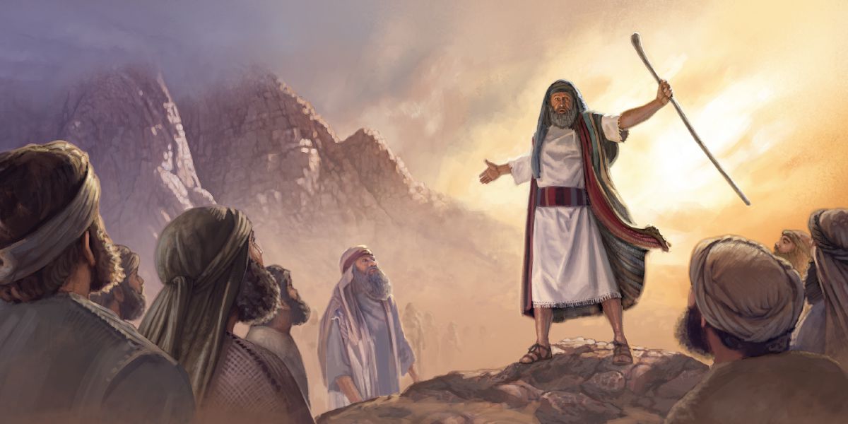 The Levites gather around Moses at Mount Sinai