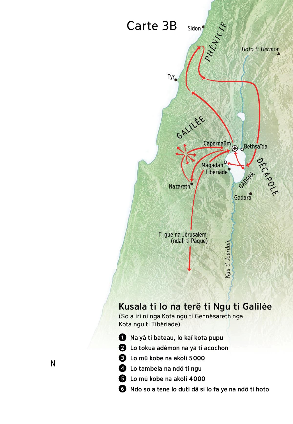 Carte ti kusala ti Jésus so lo sara na terê ti Galilée, Phénicie nga na Décapole