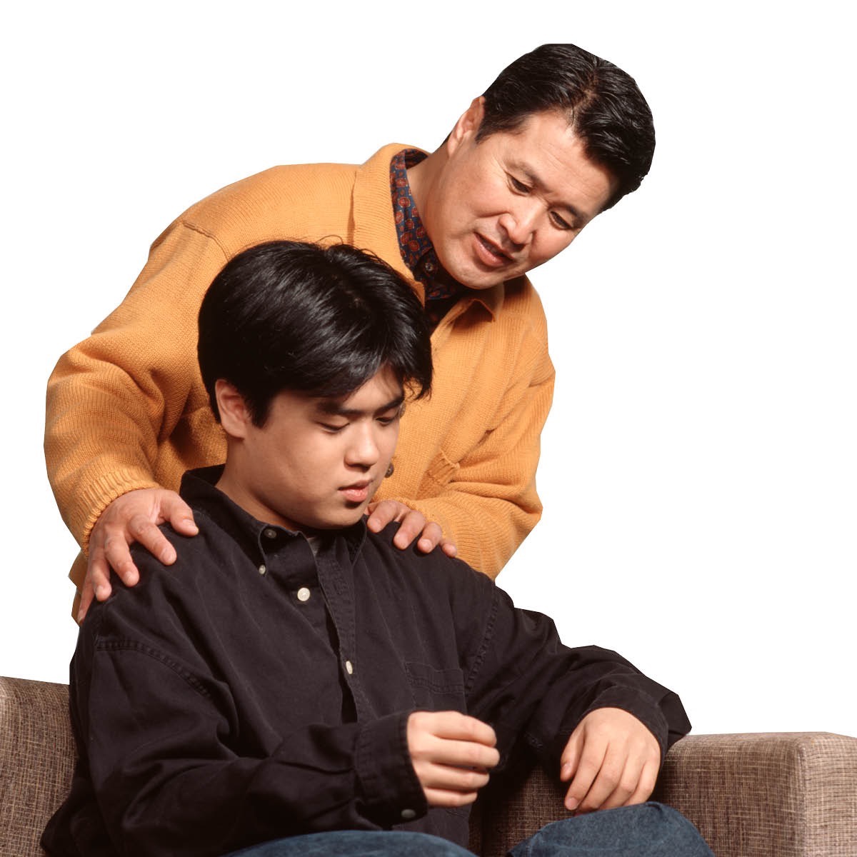 Ein Vater spricht mit seinem Sohn